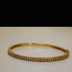 RARE Technibond Lavender Topaz Gemstone Hinged Bangle Bracelet Size 7-1/4"